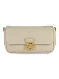 BEIGE | Schultertasche aus genarbtem Leder C-ME LOCK Medium