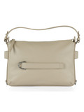 BEIGE | GRETEL RIBBON Medium Schultertasche aus genarbtem Leder