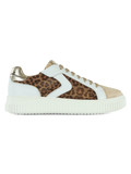 BIANCO | Sneakers LIPARI MESH in pelle e tulle stampa animalier