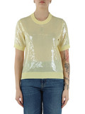GELB | Viscosemischung Pullover mit Pailletten
