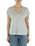 GRIGIO CHIARO | T-shirt collo a V in lino ARENDAL