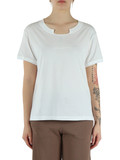 BIANCO | T-shirt in cotone con ricamo logo frontale