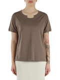 MARRONE CHIARO | T-shirt in cotone con ricamo logo frontale