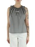 GRIGIO | Blusa smanicata in cotone con patch logo