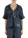 BLAU | Indigo-Denim-Bluse aus Lyocell und Leinen