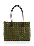 VERDE | Borsa a spalla LONTAR Small in sisal intrecciato