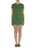 VERDE | Abito corto Essentials in cotone stretch a costine