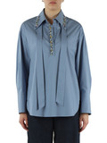 CARTA DA ZUCCHERO | Blusa in popeline con pietre applicate