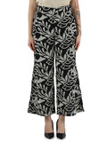 NERO | Pantalone gamba larga ricamato in cotone