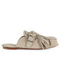 BEIGE | Mocassino mule in suede con frange