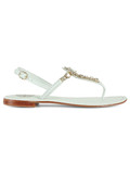 BIANCO | Sandali infradito in pelle con pietre applicate
