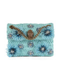 AZURBLAU | Umhängetasche mit Strass RAFFIA MINI KENSINGTON