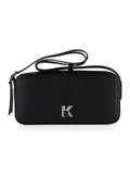 NERO | Borsa a spalla con placca logo frontale