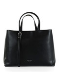 SCHWARZ | Leder-Tote-Bag mit geprägtem Logo