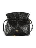 NERO | Pochette in pelle con stampa struzzo