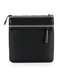 NERO | Borsa a tracolla effetto martellato con scritta logo