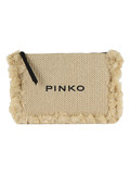 BEIGE | Borsa a bustina in rafia FLAT HANDLE