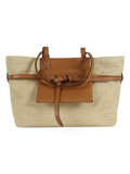 BEIGE | BELTY Einkaufstasche aus Stroh und Leder