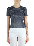 BLU | LIU JO feat. ELODIE: T-shirt stampa denim in viscosa stretch