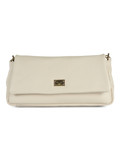 BEIGE | VIRGINIA PLATE Medium Tasche aus genarbtem Leder