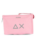 ROSA | BEACH: Beauty case in canvas con stampa logo glitterata