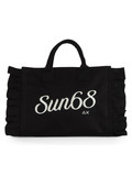 NERO | BEACH: Borsa shopping CALI Midi in canvas con rouches