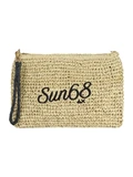 BEIGE | BEACH: Pochette in rafia con ricamo logo
