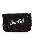 NERO | BEACH: Pochette ricamata in canvas con rouches