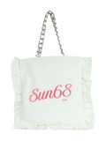 BIANCO | BEACH: Borsa shopper in canvas con rouches