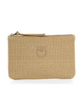 BEIGE | Pochette in rafia con ricamo logo