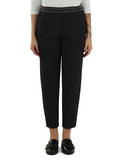 GRIGIO SCURO | Pantalone cropped gessato in misto viscosa