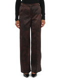 MARRONE | Pantalone in satin stampato UNIGENO