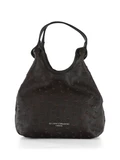 MARRONE | Borsa a mano in pelle stampa struzzo DUA Small