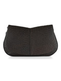 MARRONE | Borsa a spalla in pelle stampa struzzo HELENA ROUND Large