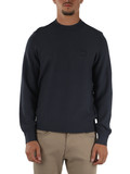 BLU CHIARO | Maglia girocollo in cotone e cashmere con patch logo