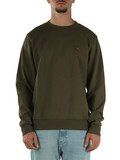 VERDE SCURO | Felpa girocollo in misto cotone con patch logo