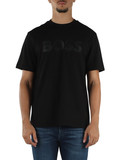 NERO | T-shirt in cotone con scritta logo frontale