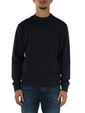 Dunkelblau | Baumwoll-Sweatshirt mit Rundhalsausschnitt und Logo-Schriftzug