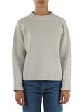 GRIGIO CHIARO | Maglia girocollo in cashmere e lana merino ultrafine super 120's