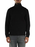 SCHWARZ | Baumwoll-Sweatshirt mit Reißverschluss und Logo-Patch