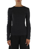 GRIGIO SCURO | Maglia in lana e cotone MUSCARI con maniche drappeggiate