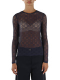 BLU | Top manica lunga in pizzo motivo logo ROVER