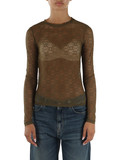 VERDE MILITARE | Top manica lunga in pizzo motivo logo ROVER