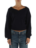BLU SCURO | Maglia collo a V cropped in lana RINGHIO