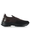 MARRONE | Sneakers slip on in pelle e tessuto