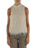 BEIGE | Top fluffy in tessuto sfrangiato