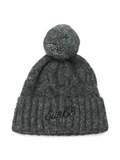 GRIGIO SCURO | Cappello in misto lana merino con pon pon