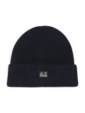 BLU SCURO | Cappello a costine in misto lana merino
