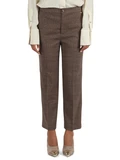 MARRONE | Pantalone cropped in misto viscosa