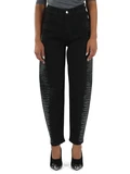 NERO | Pantaloni jeans cinque tasche balloon con strass